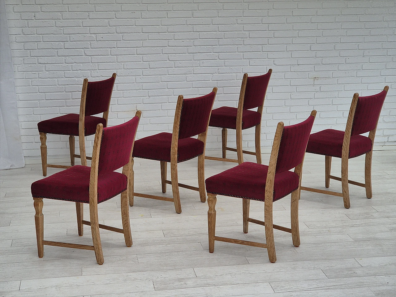 6 Danish oak dining chairs, 1970s 3