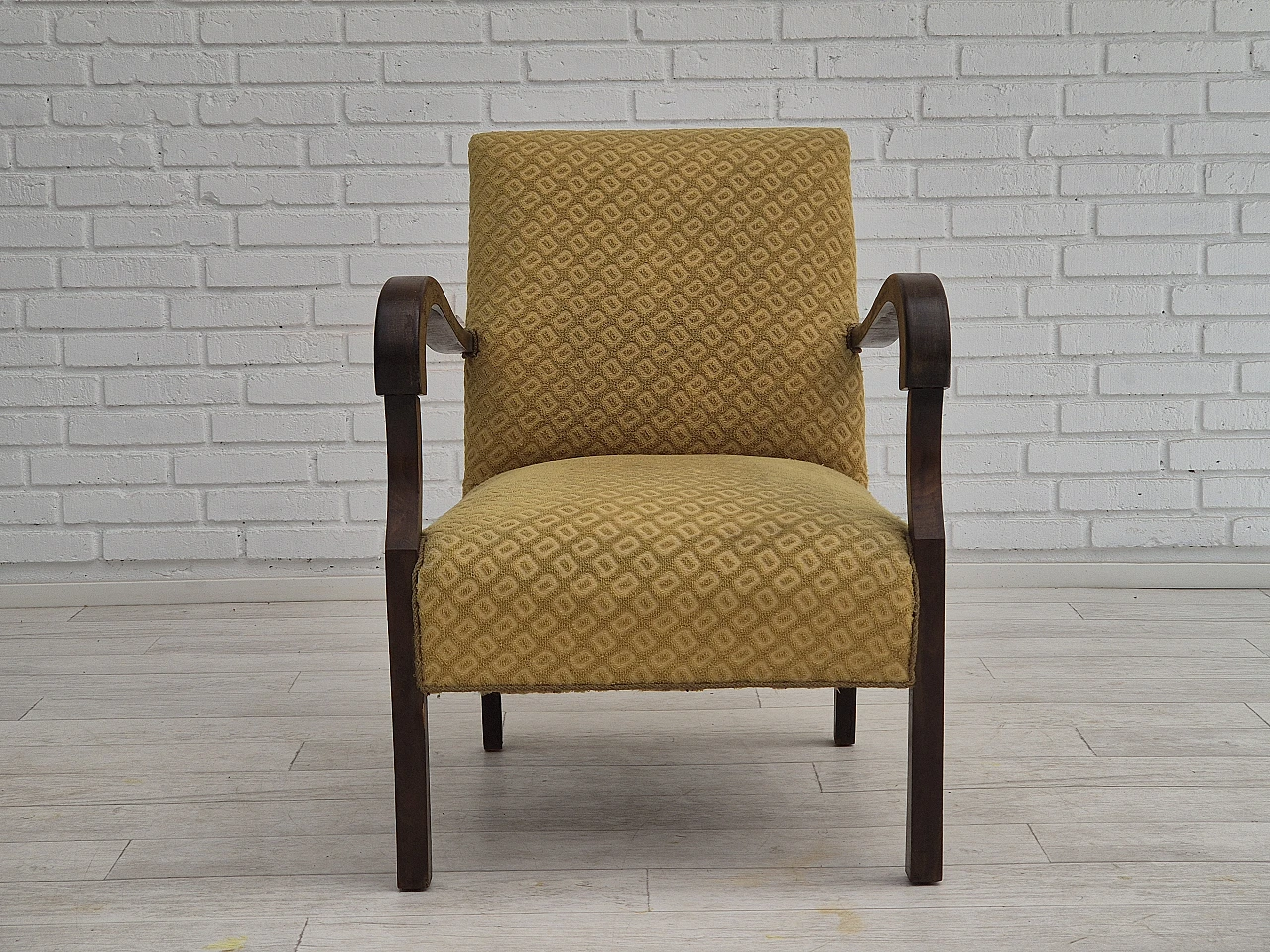 Danish fabric and beech armchair, 1950s 5