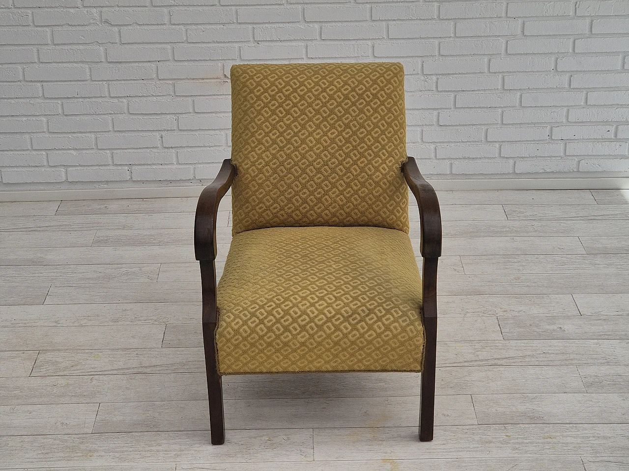 Danish fabric and beech armchair, 1950s 6