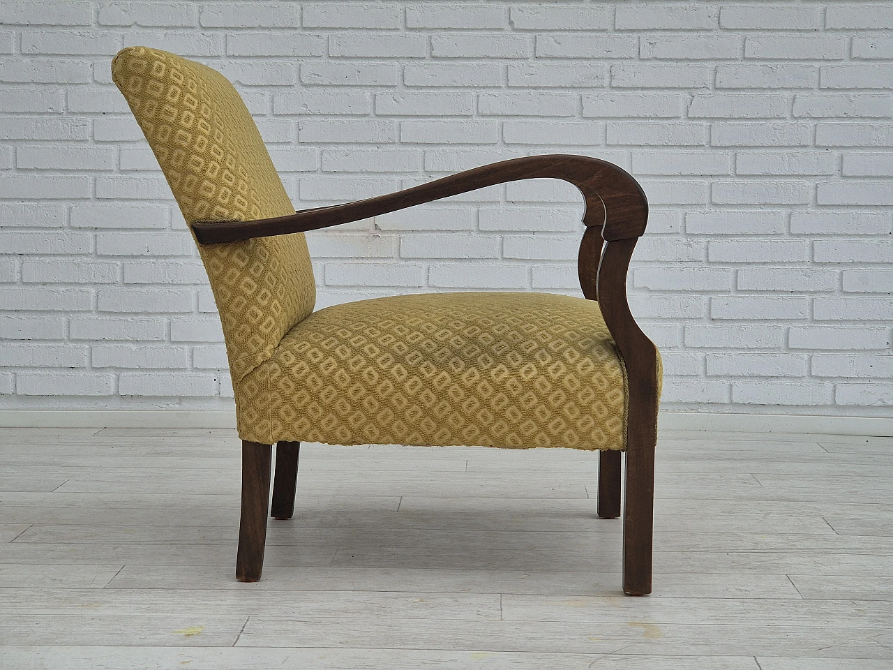 Danish fabric and beech armchair, 1950s 7