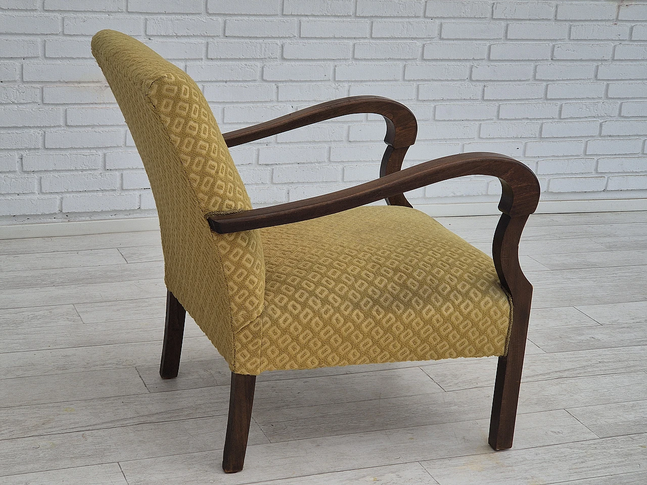 Danish fabric and beech armchair, 1950s 8