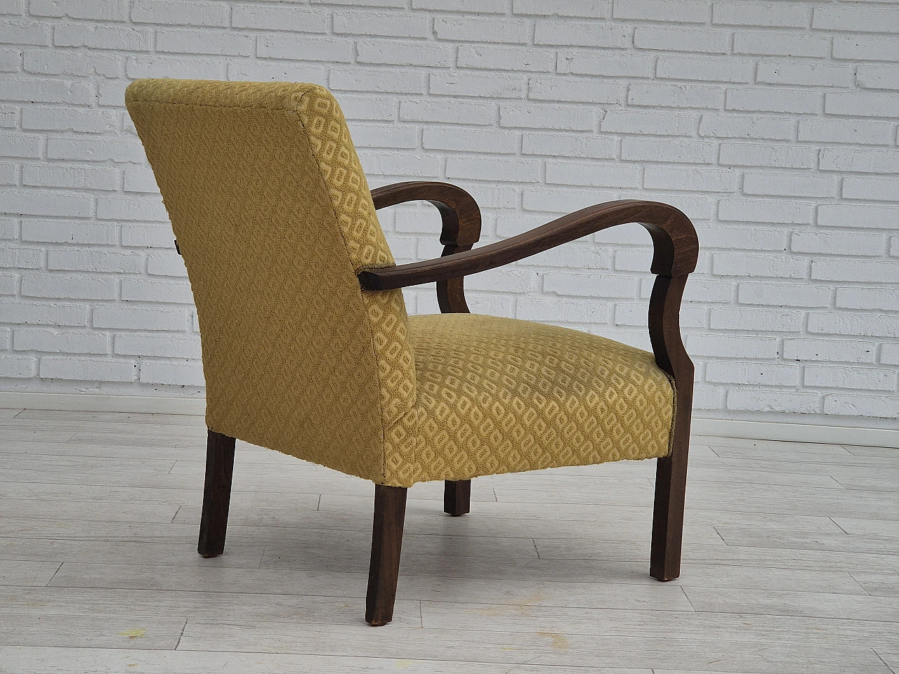 Danish fabric and beech armchair, 1950s 11