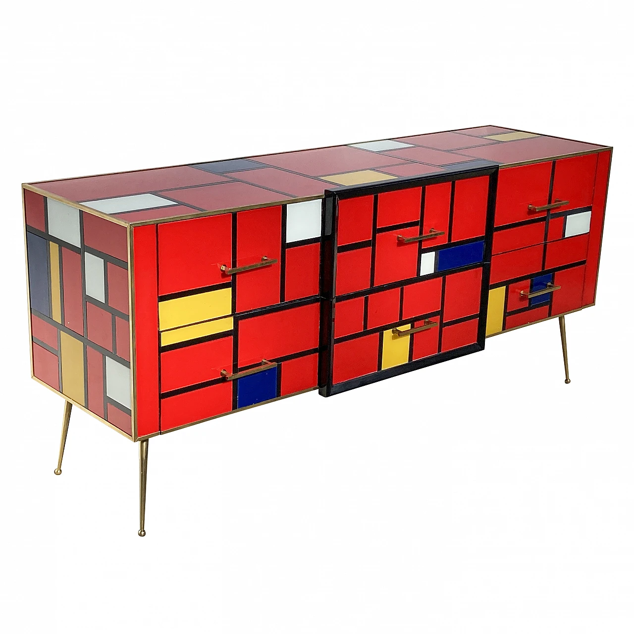 Murano glass and brass chest of drawers, 1980s 3