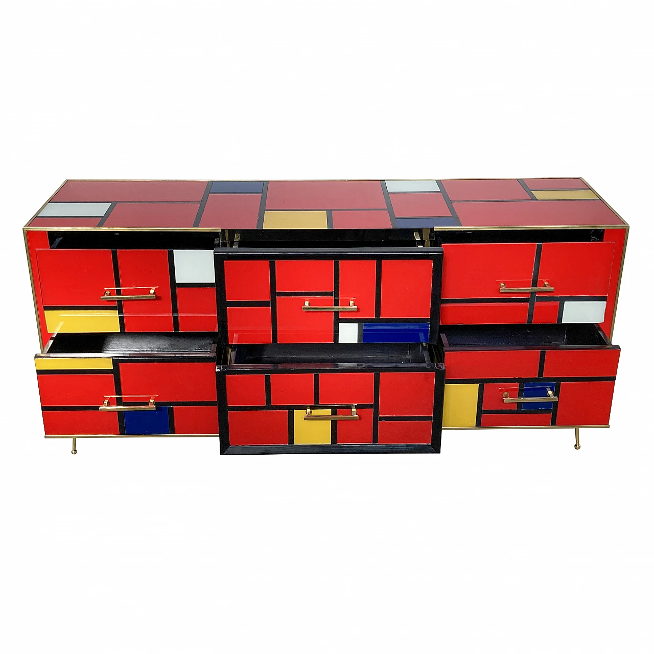 Murano glass and brass chest of drawers, 1980s 4