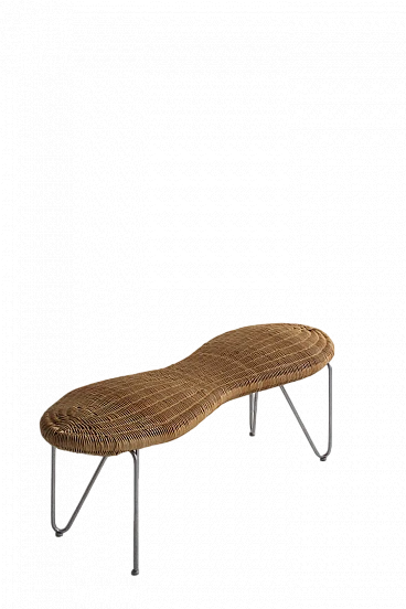 Rattan and steel Peanut bench by Ikea, 1990s