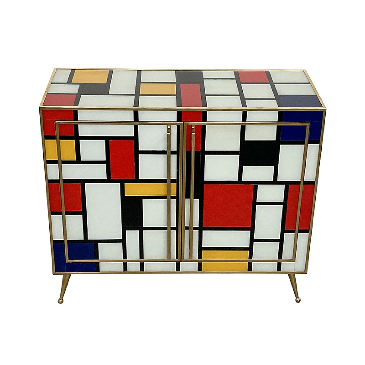 Two-door sideboard in multicoloured Murano glass, 1980s 2