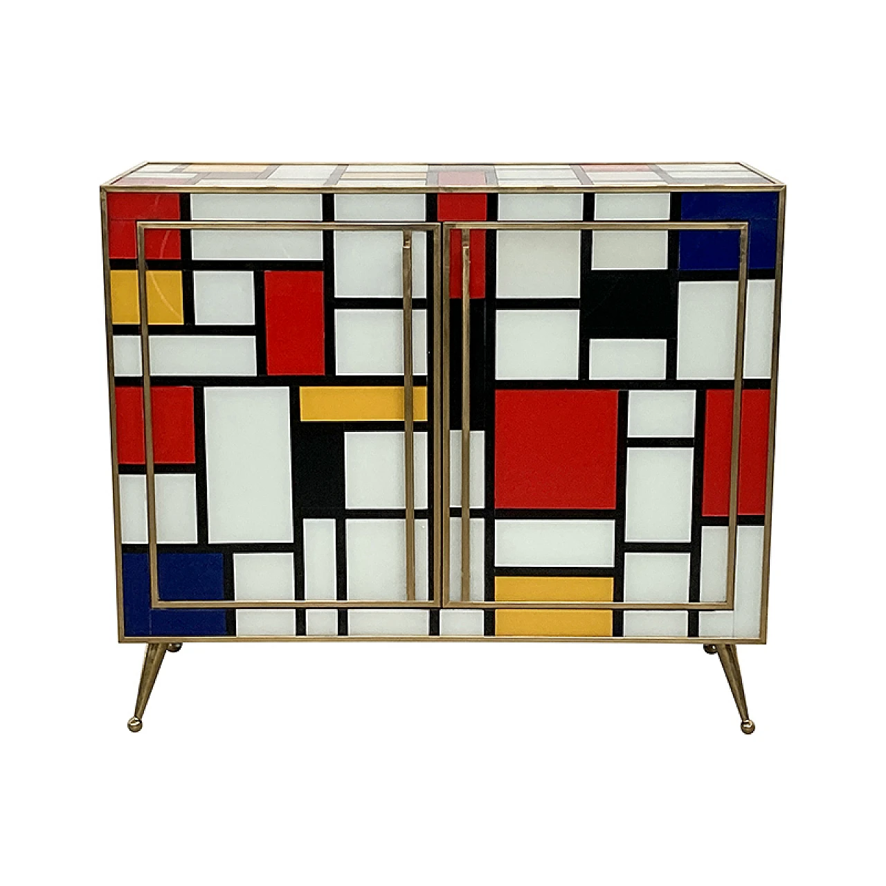 Two-door sideboard in multicoloured Murano glass, 1980s 3