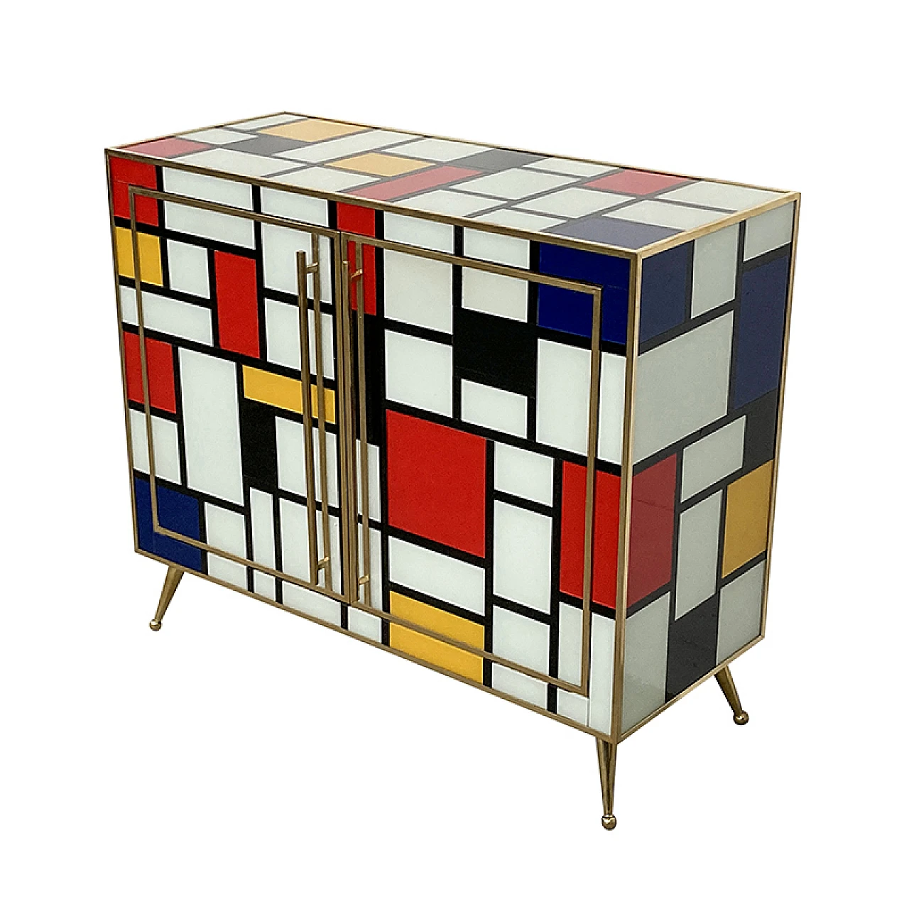 Two-door sideboard in multicoloured Murano glass, 1980s 4