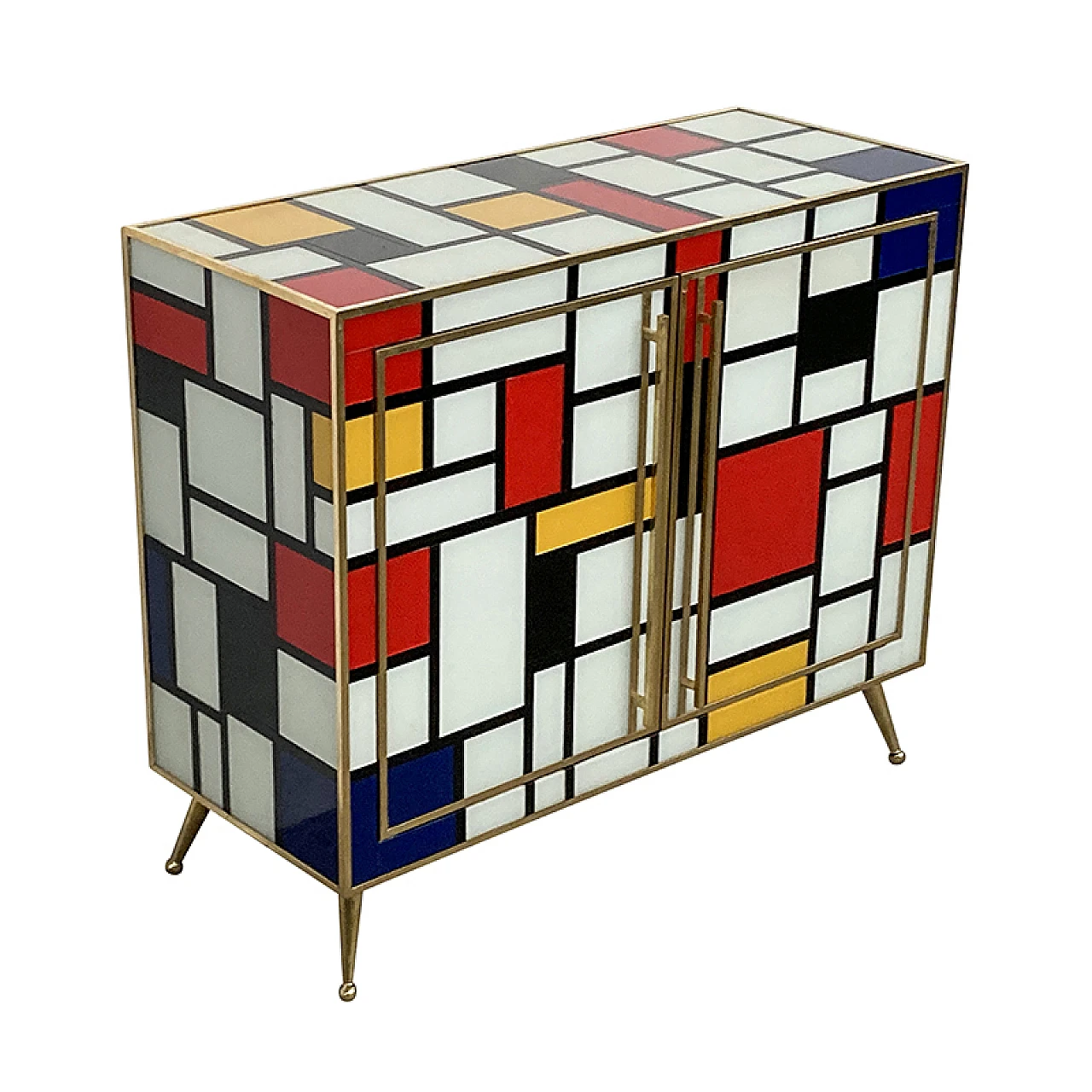 Two-door sideboard in multicoloured Murano glass, 1980s 5