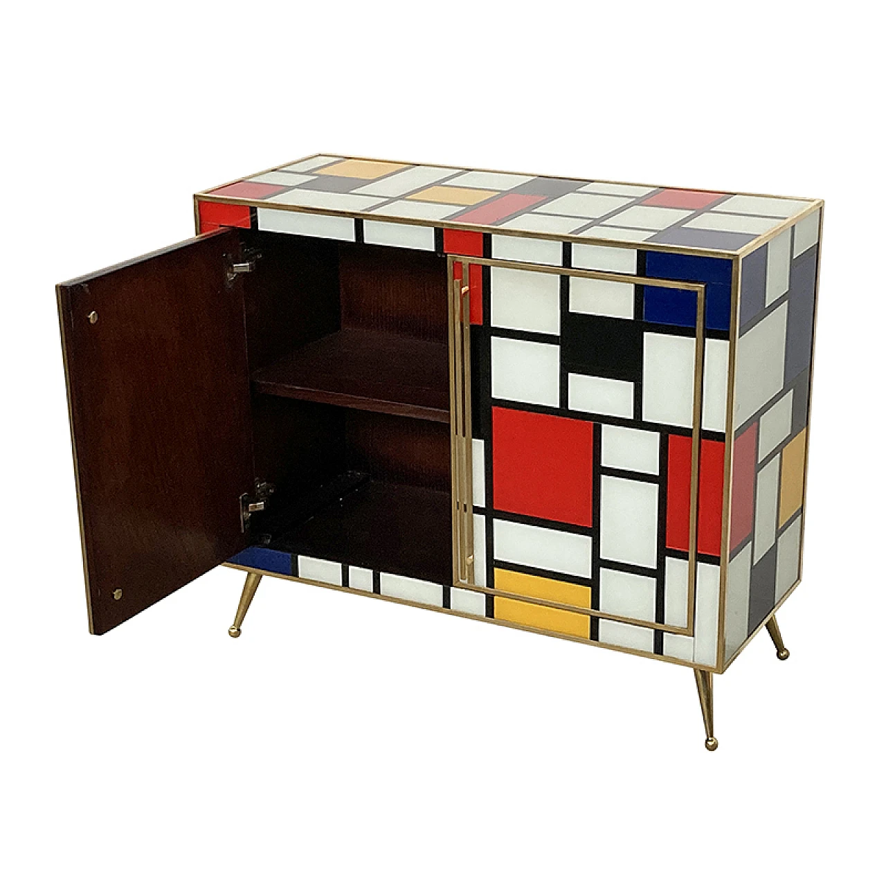 Two-door sideboard in multicoloured Murano glass, 1980s 8