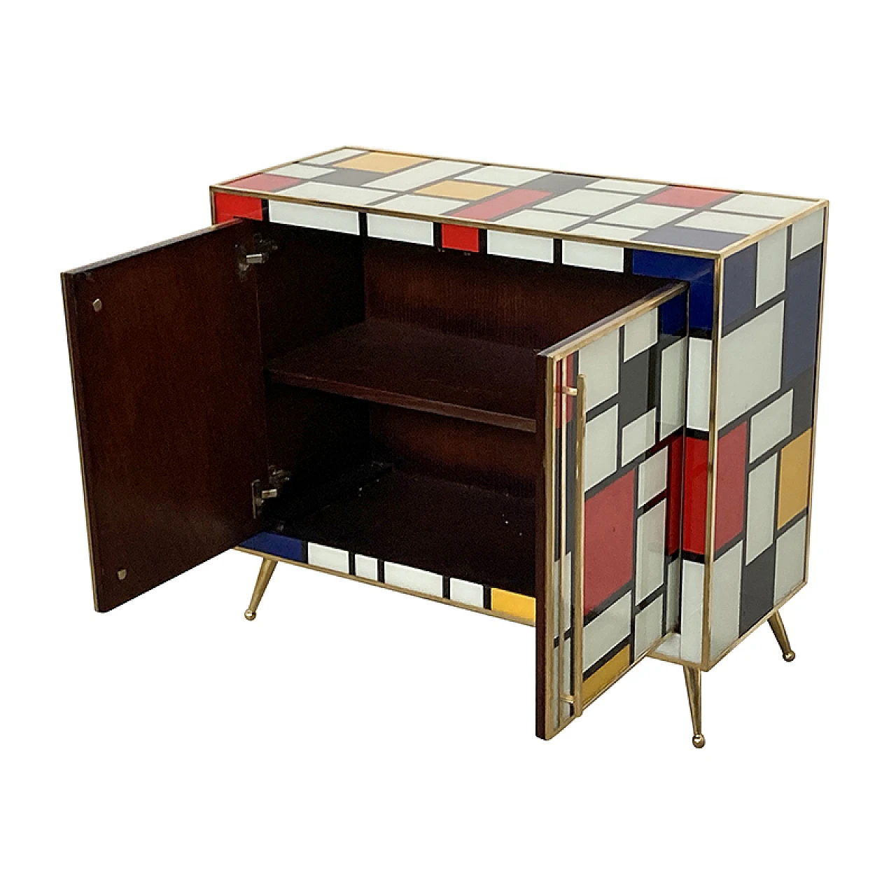 Two-door sideboard in multicoloured Murano glass, 1980s 9