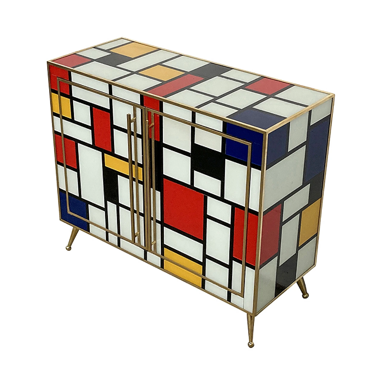 Two-door sideboard in multicoloured Murano glass, 1980s 10