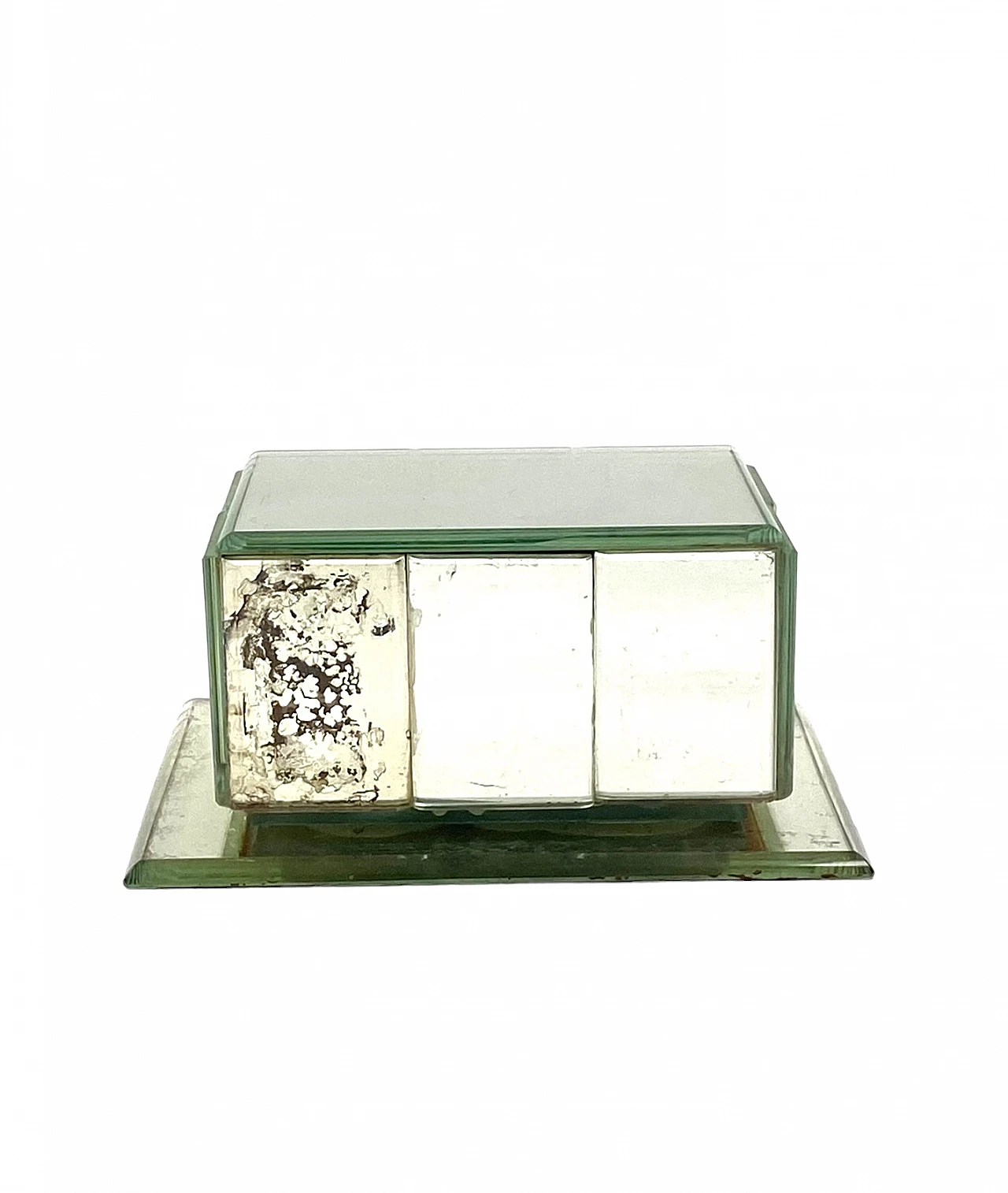 Cedar wood and mirrored cigarette box, 1940s 12