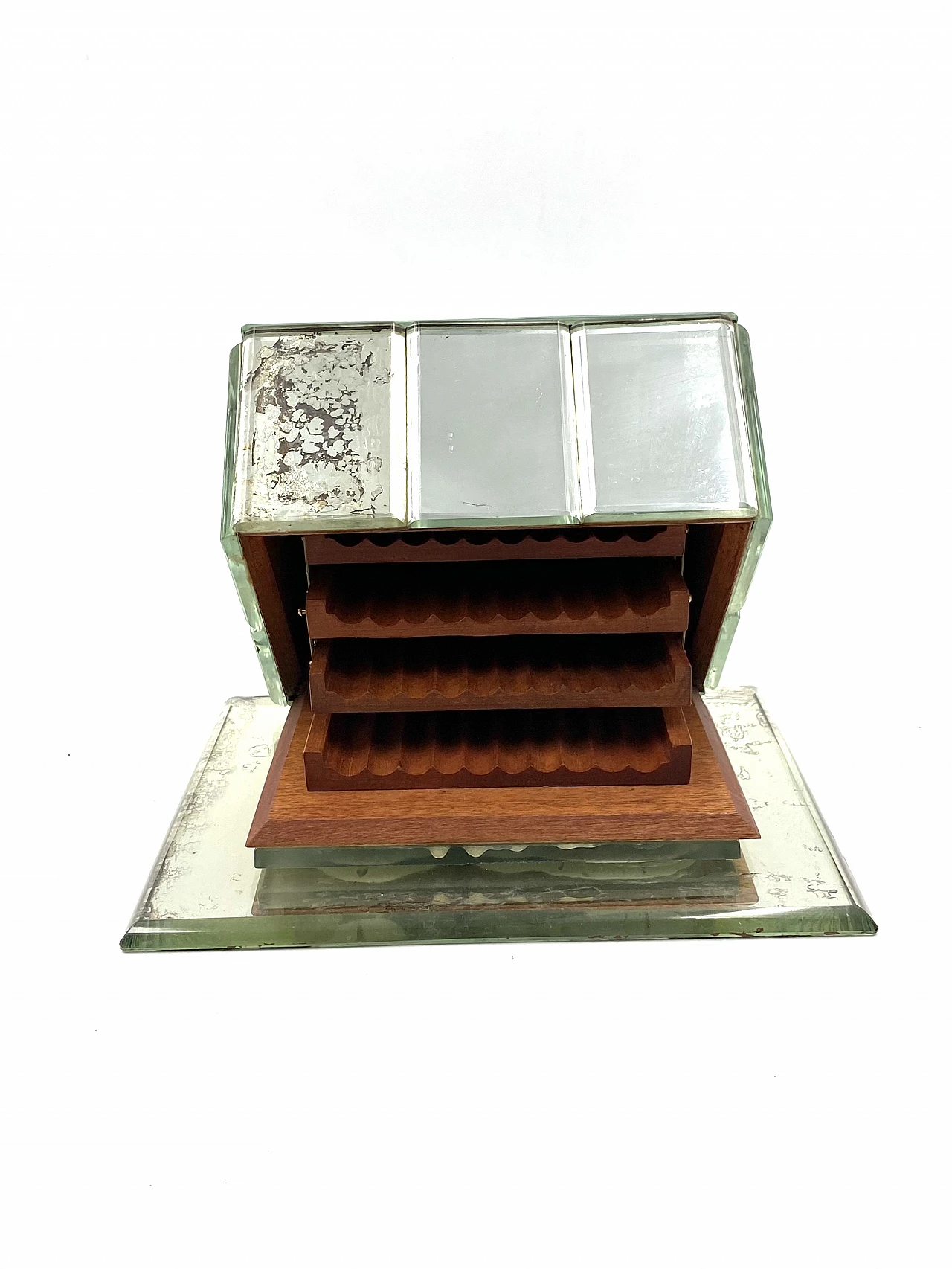 Cedar wood and mirrored cigarette box, 1940s 23