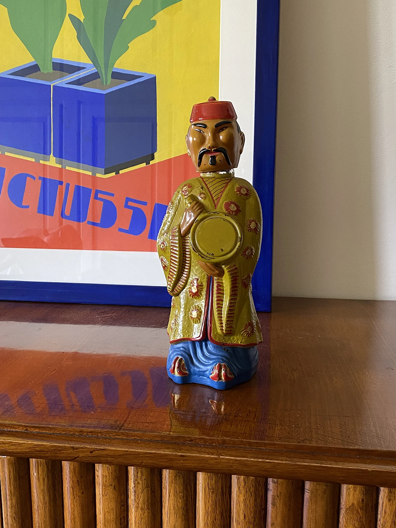 Painted and man shaped glass bottle by Viarengo, 1950s 3