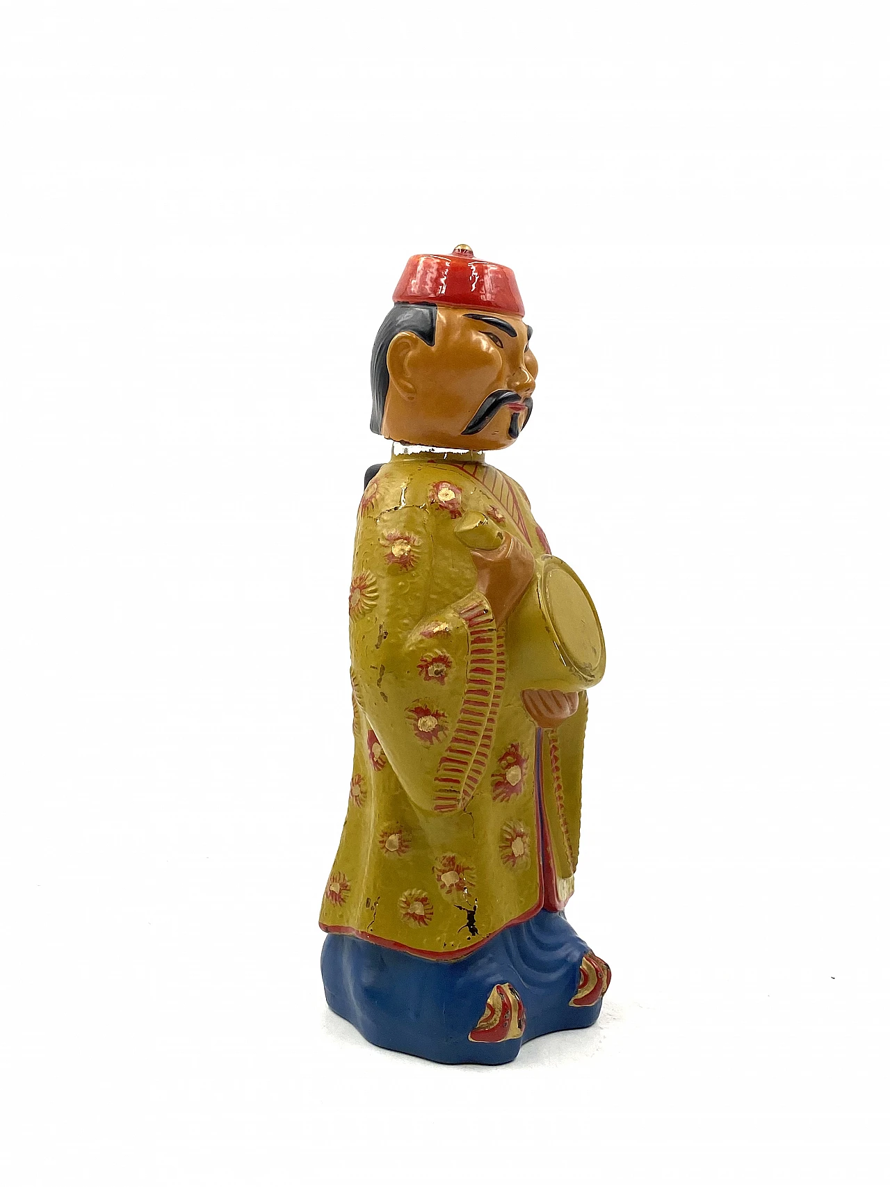 Painted and man shaped glass bottle by Viarengo, 1950s 12
