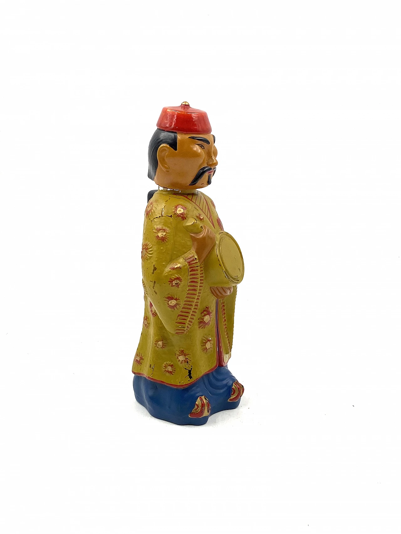 Painted and man shaped glass bottle by Viarengo, 1950s 18