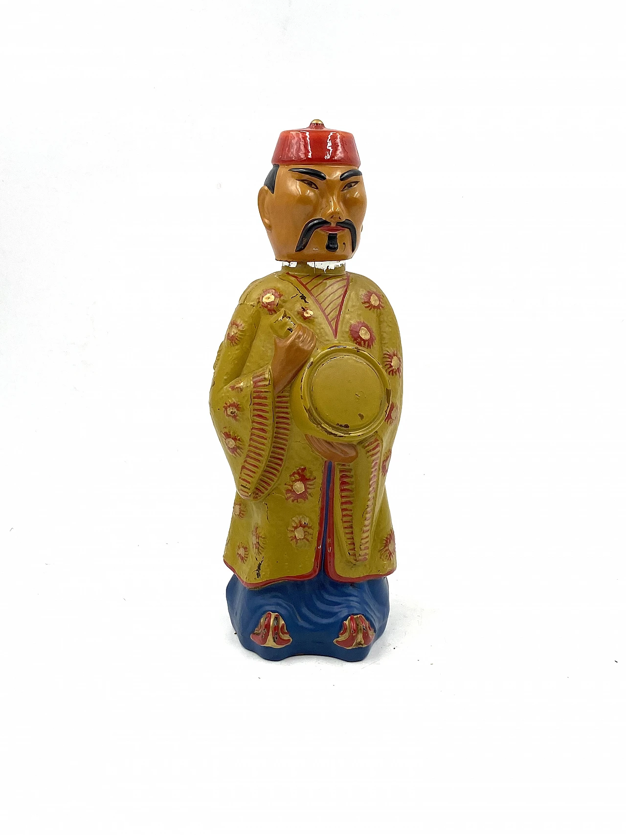Painted and man shaped glass bottle by Viarengo, 1950s 19