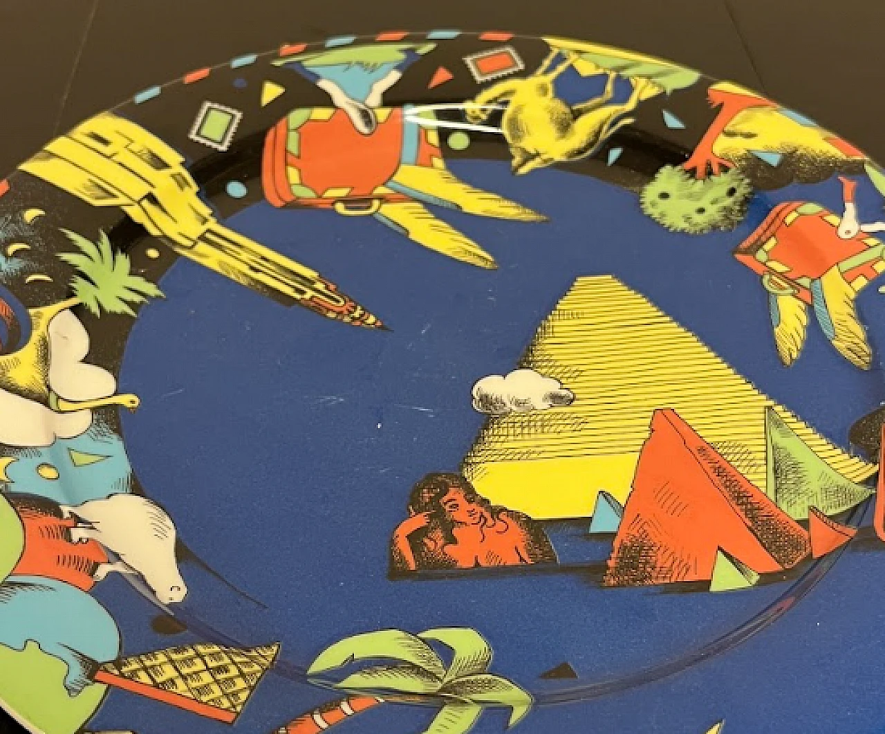 Ceramic plate with print, 1980s 2