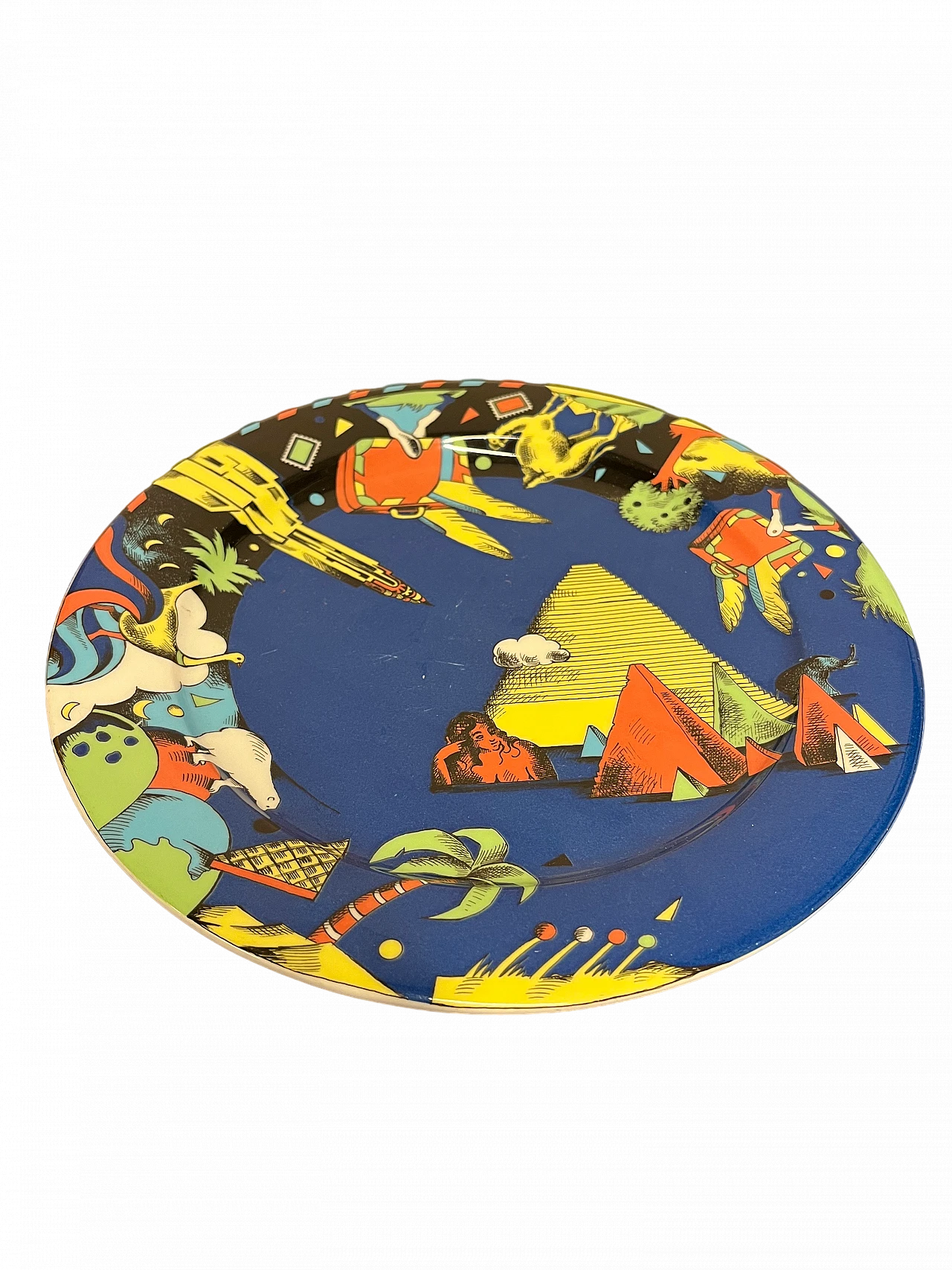 Ceramic plate with print, 1980s 3