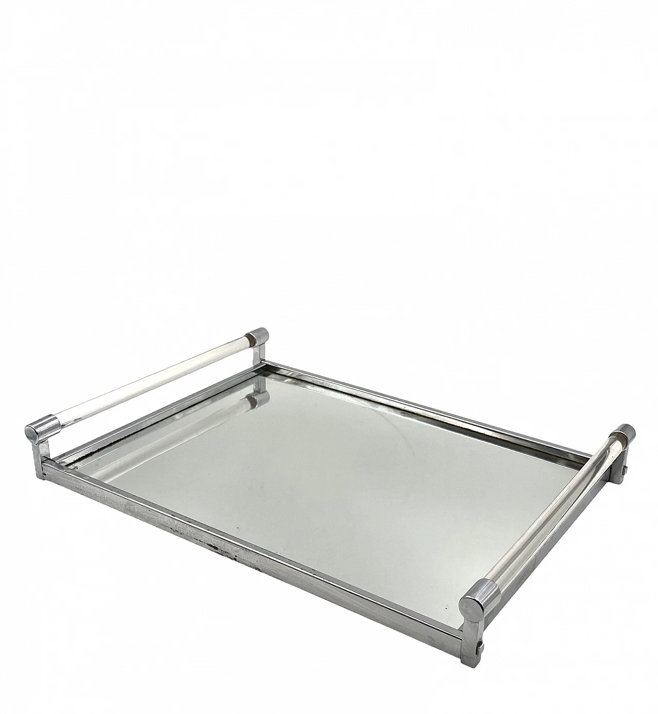 Mirrored tray with lucite details by Jacques Adnet, 1940s 1