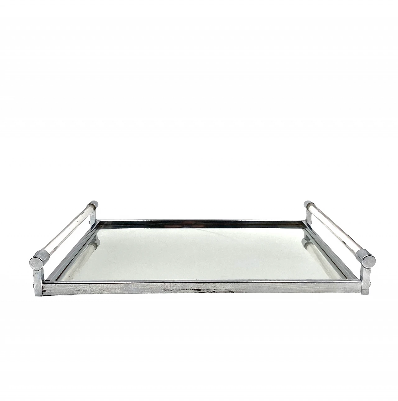 Mirrored tray with lucite details by Jacques Adnet, 1940s 10
