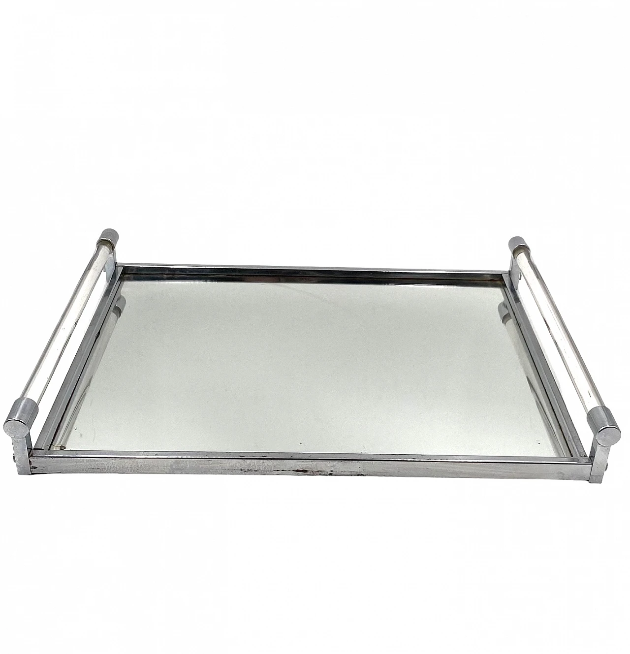 Mirrored tray with lucite details by Jacques Adnet, 1940s 11