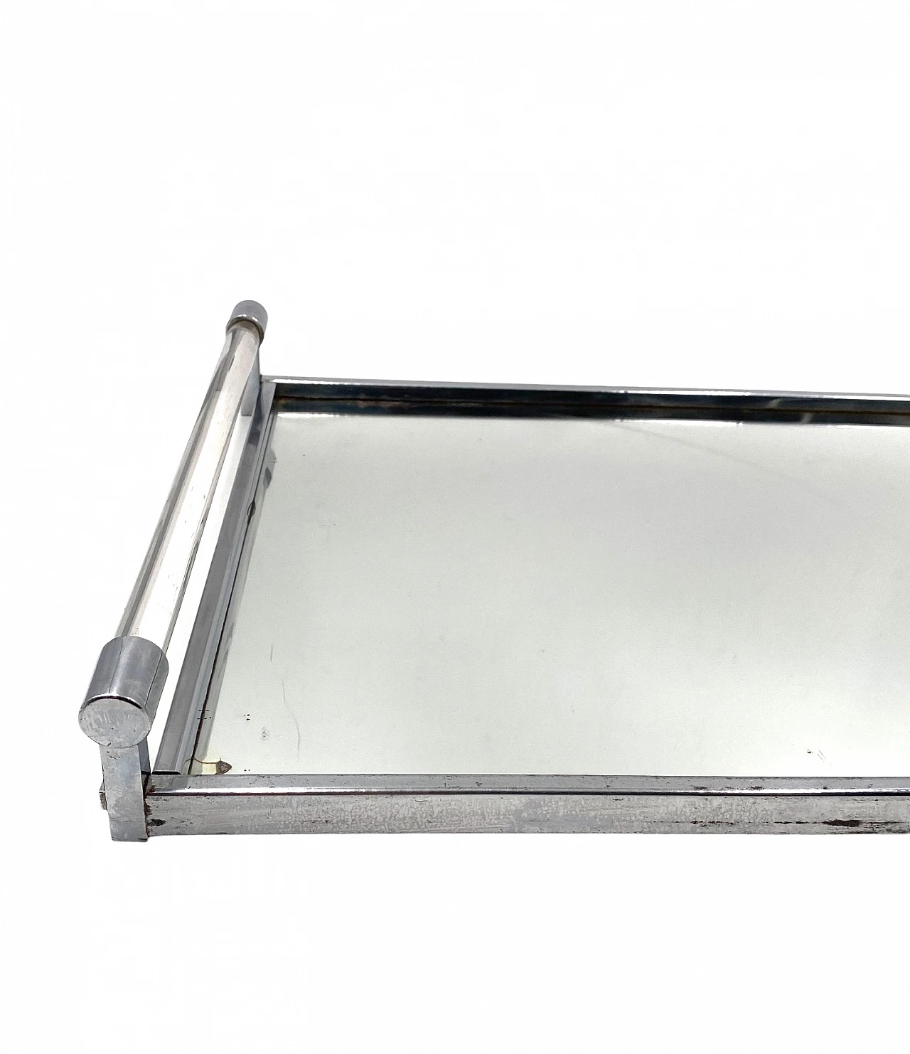 Mirrored tray with lucite details by Jacques Adnet, 1940s 13