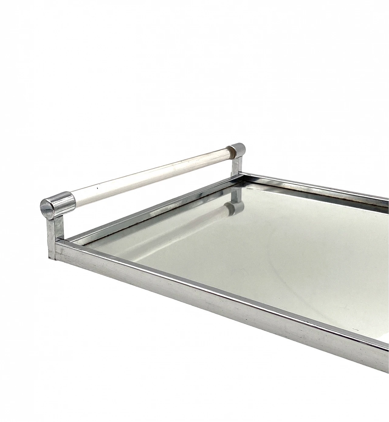Mirrored tray with lucite details by Jacques Adnet, 1940s 20
