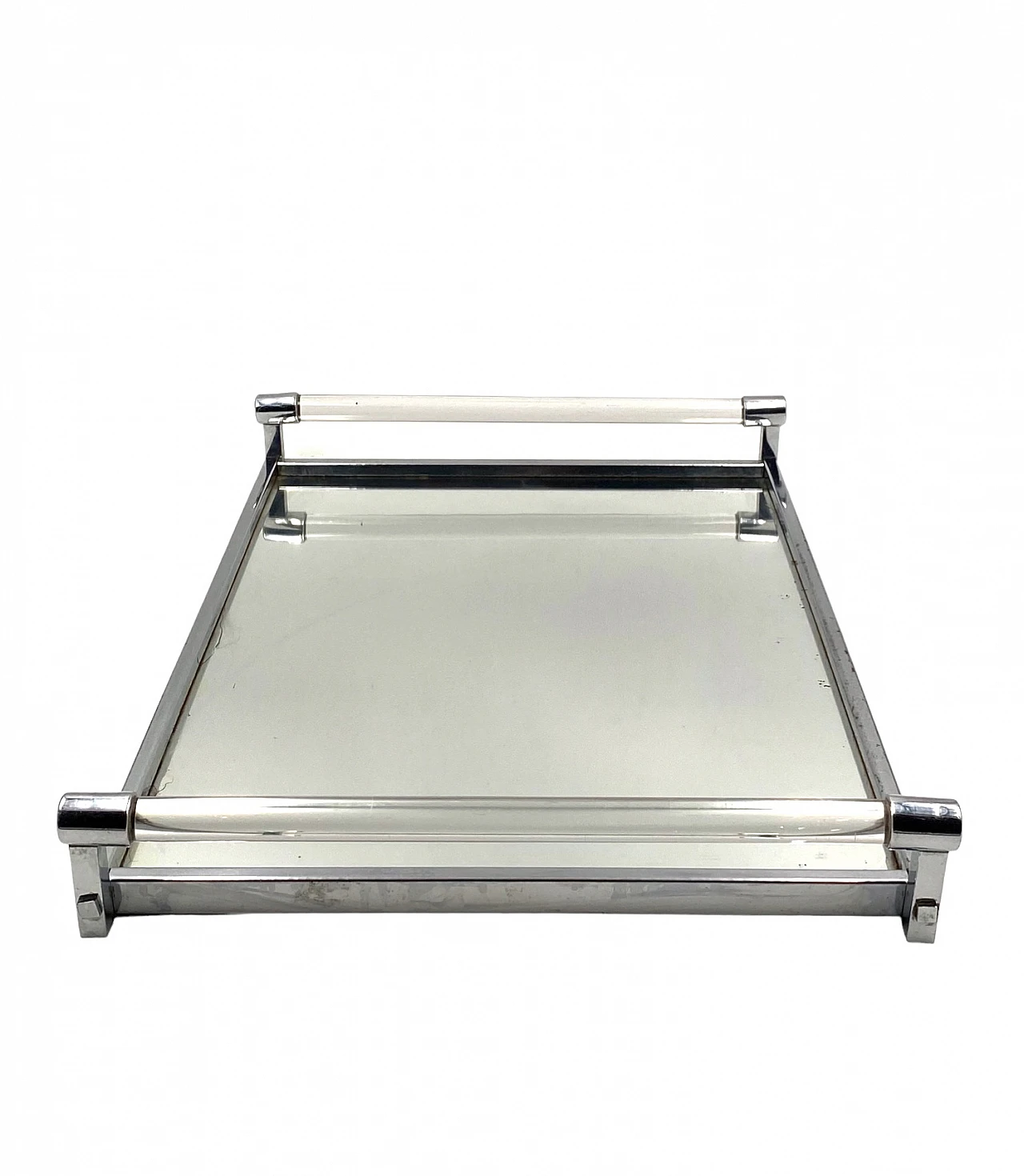 Mirrored tray with lucite details by Jacques Adnet, 1940s 21