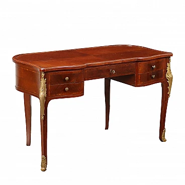 Mahogany writing desk with wavy feet and drawers