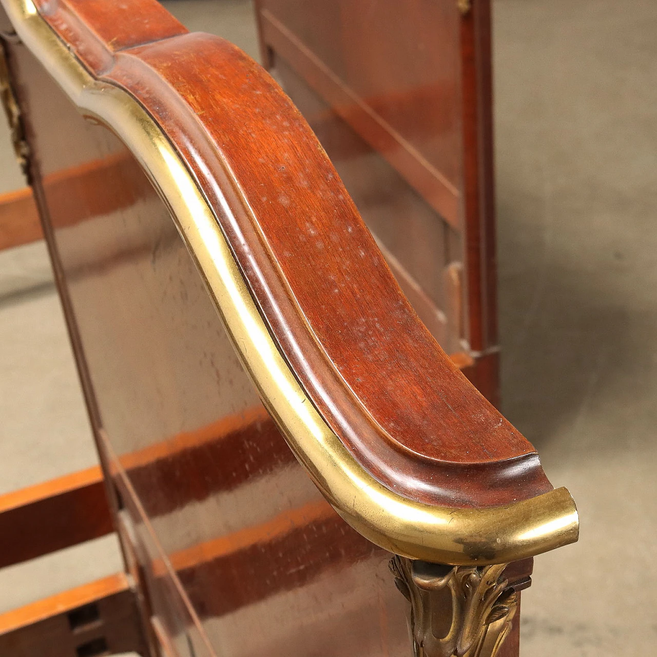 Pair of mahogany bed frames with bronze and brass details 8