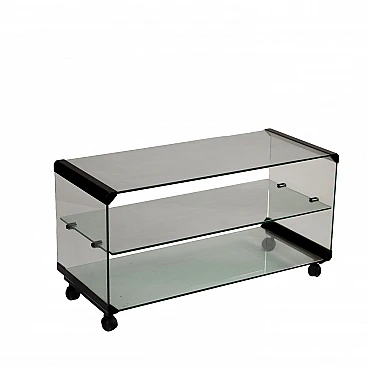 Tv cart in glass and aluminum by Gallotti & Radice, 1980s