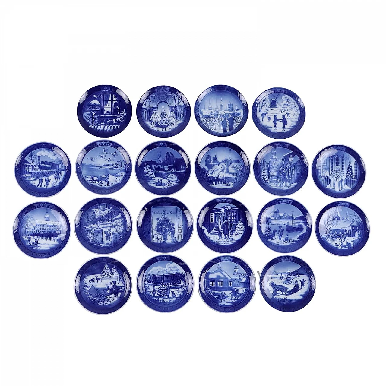 20 Blue porcelain plates by Royal Copenhagen 1