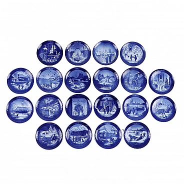 20 Blue porcelain plates by Royal Copenhagen