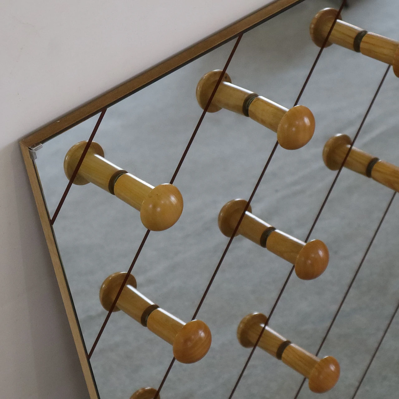 Pair of coat hanger with geometric effect mirrors, 1970s 3