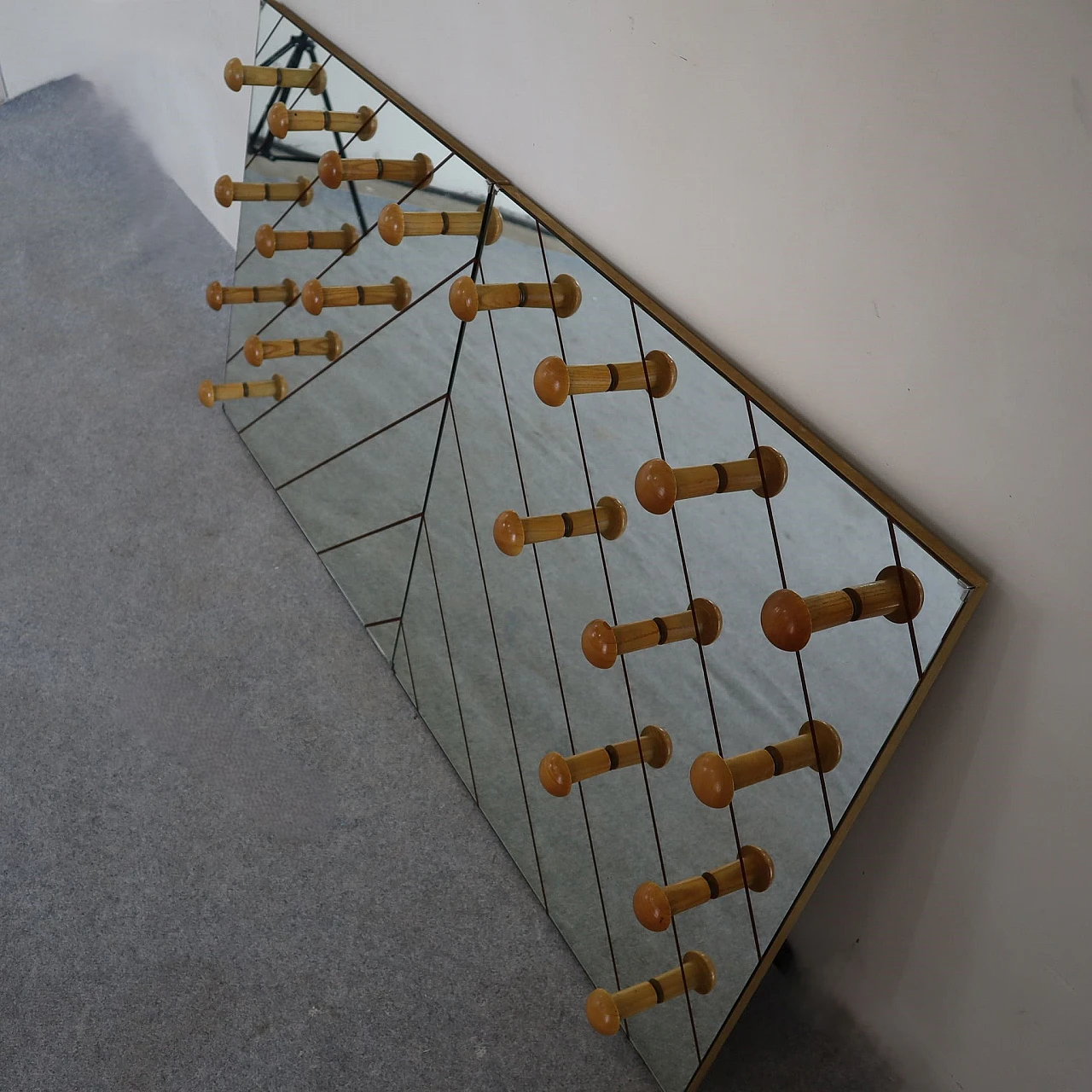 Pair of coat hanger with geometric effect mirrors, 1970s 6