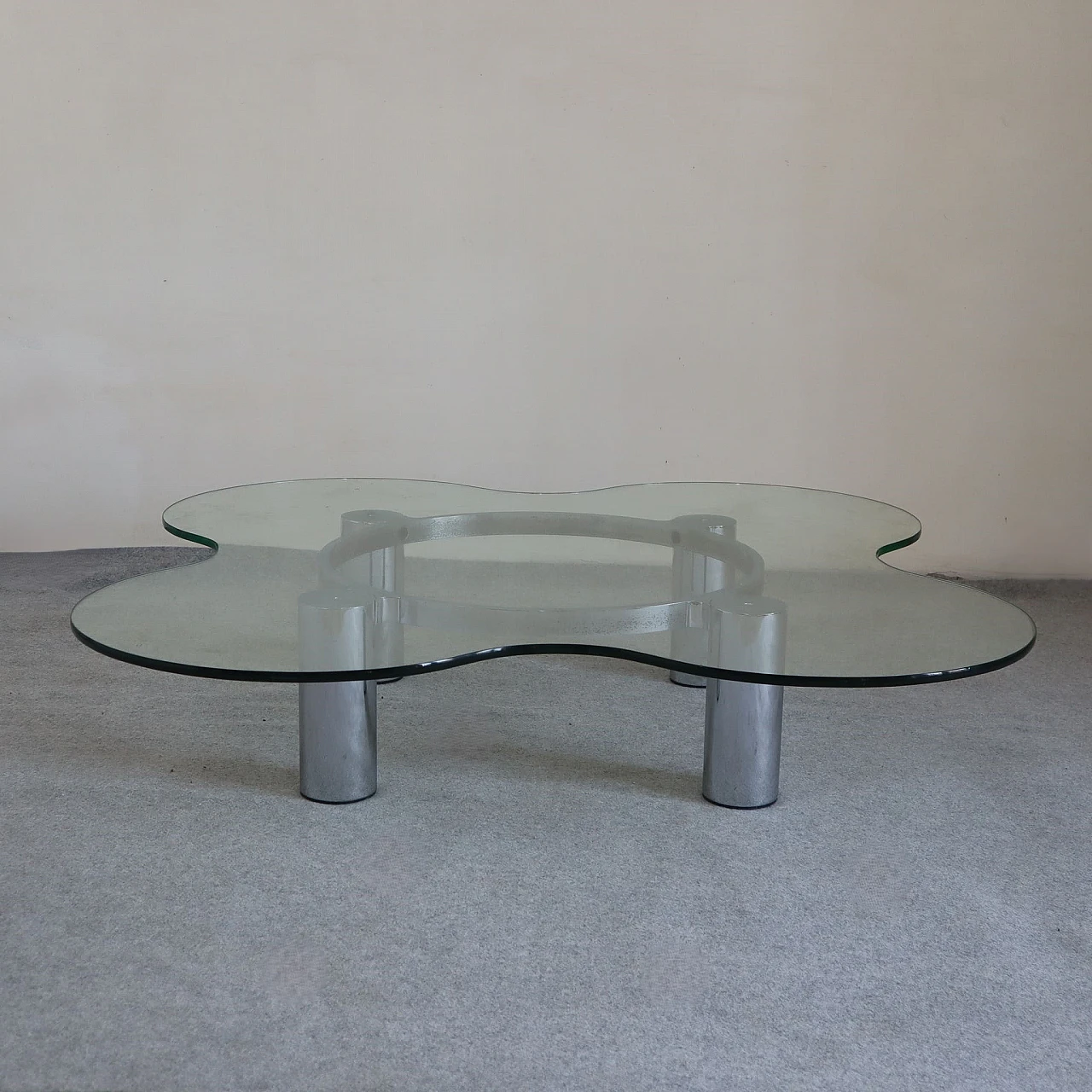 Steel and glass coffee table by Lorenzo Burchiellaro, 1970s 1