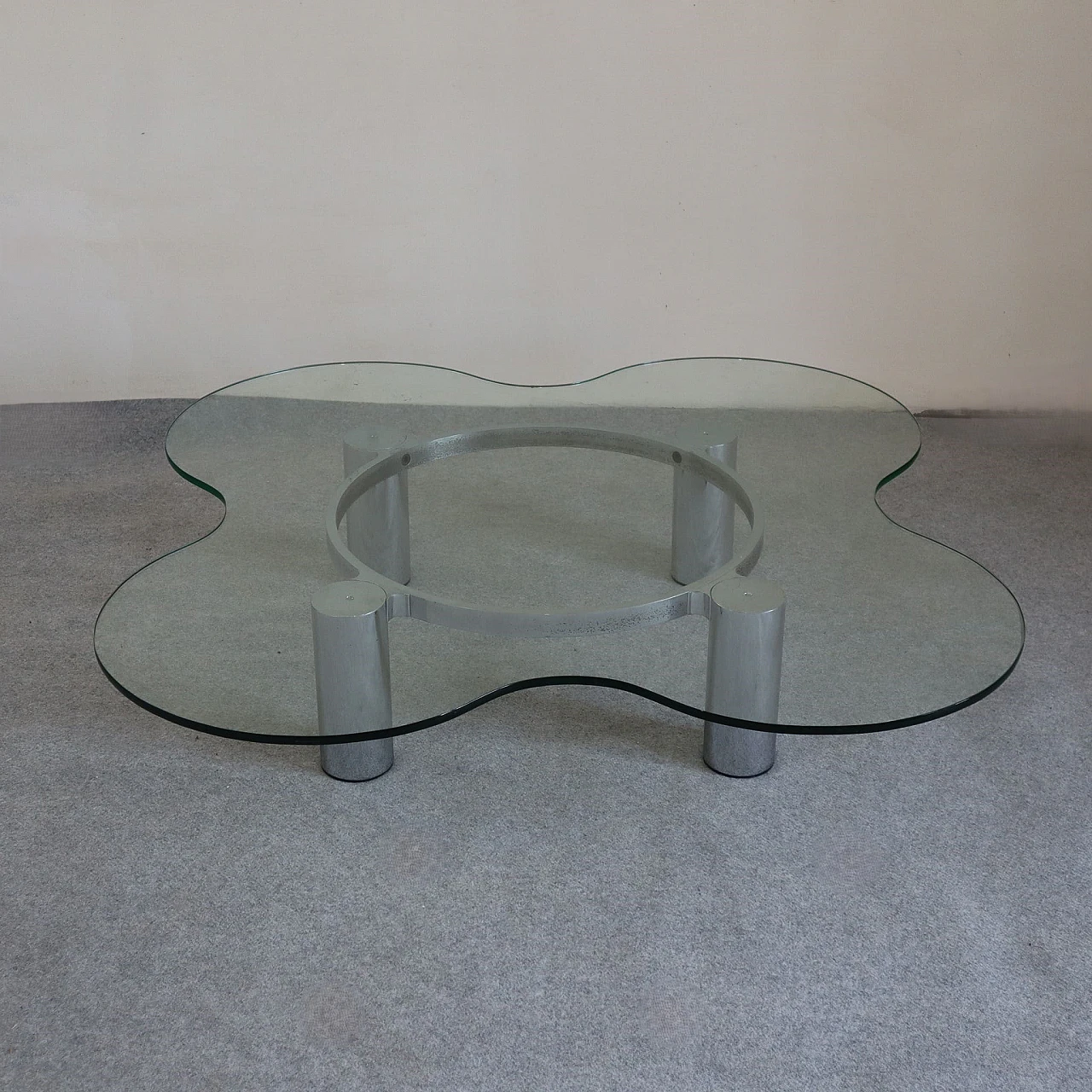 Steel and glass coffee table by Lorenzo Burchiellaro, 1970s 2