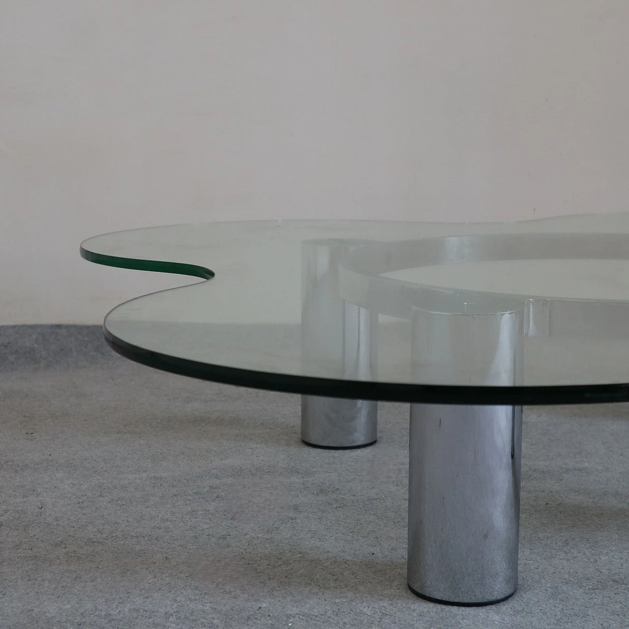 Steel and glass coffee table by Lorenzo Burchiellaro, 1970s 4