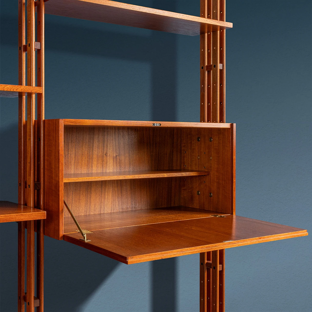 Three-bay LB7 teak bookcase by F. Albini for Poggi, 1950s 4