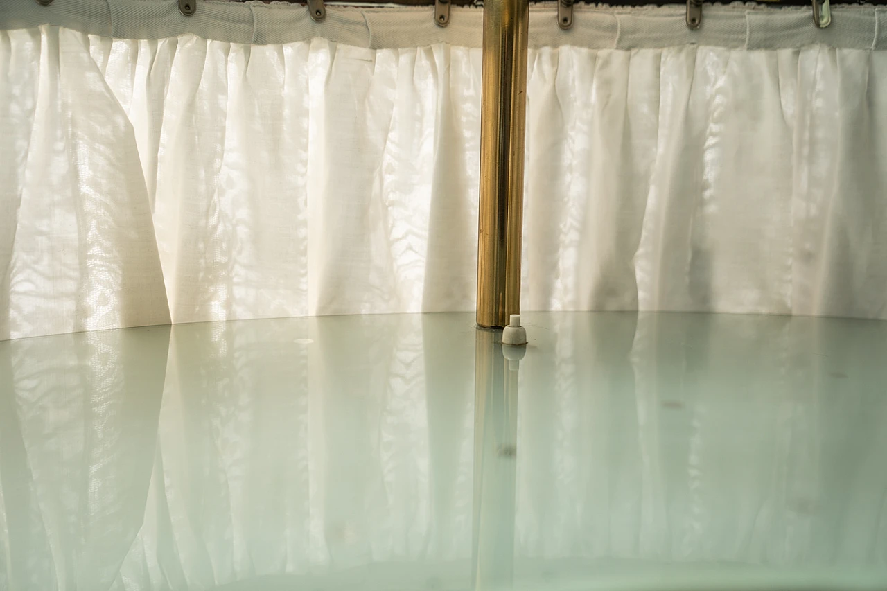 Vanity wooden table with mirror and curtain, 1950s 8