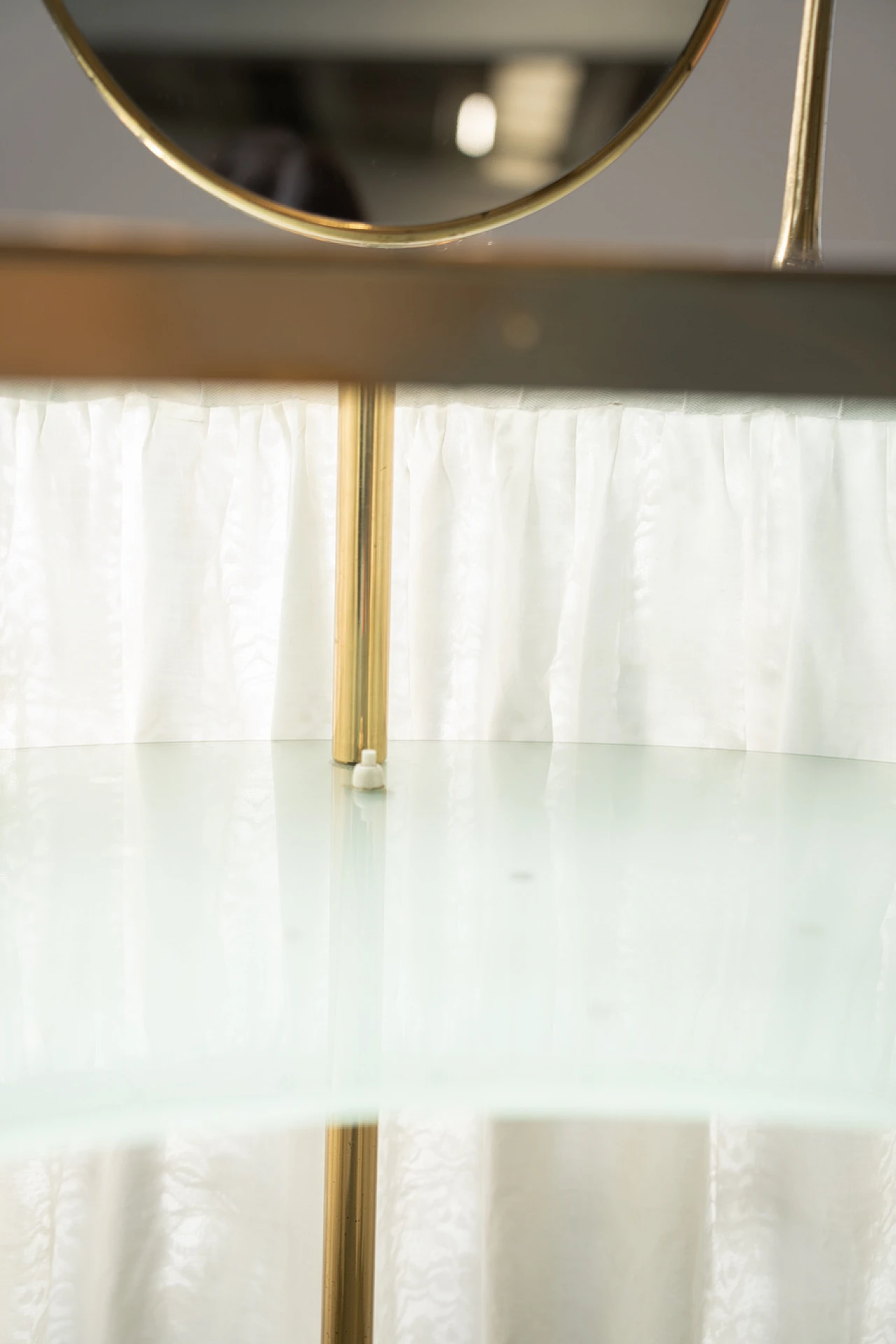 Vanity wooden table with mirror and curtain, 1950s 10