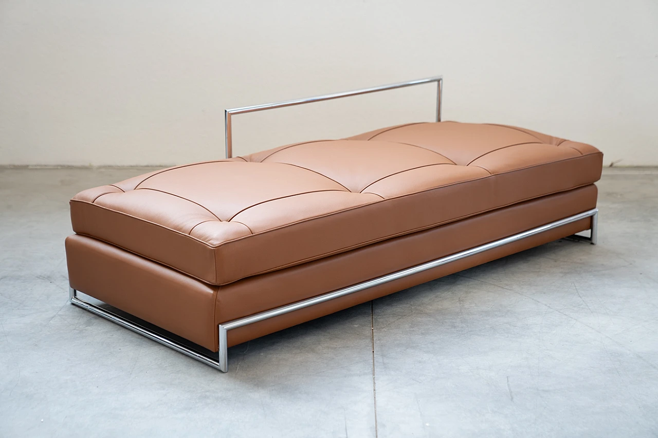 Daybed sofa in leather by E. Gray for Vereinigte Werkstatte, 1980s 5