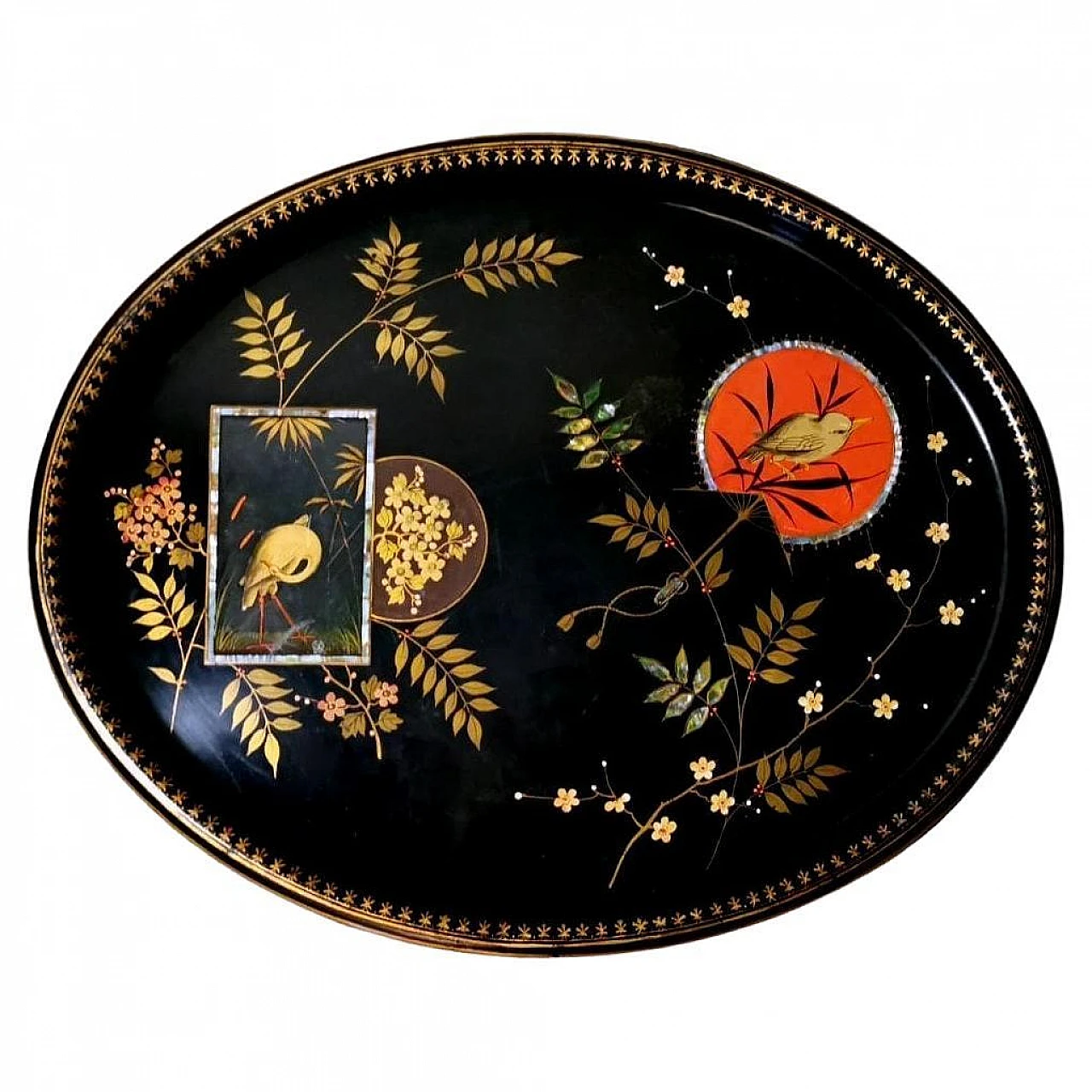 Hand-painted metal tray in the style of Napoleon III, 19th century 1