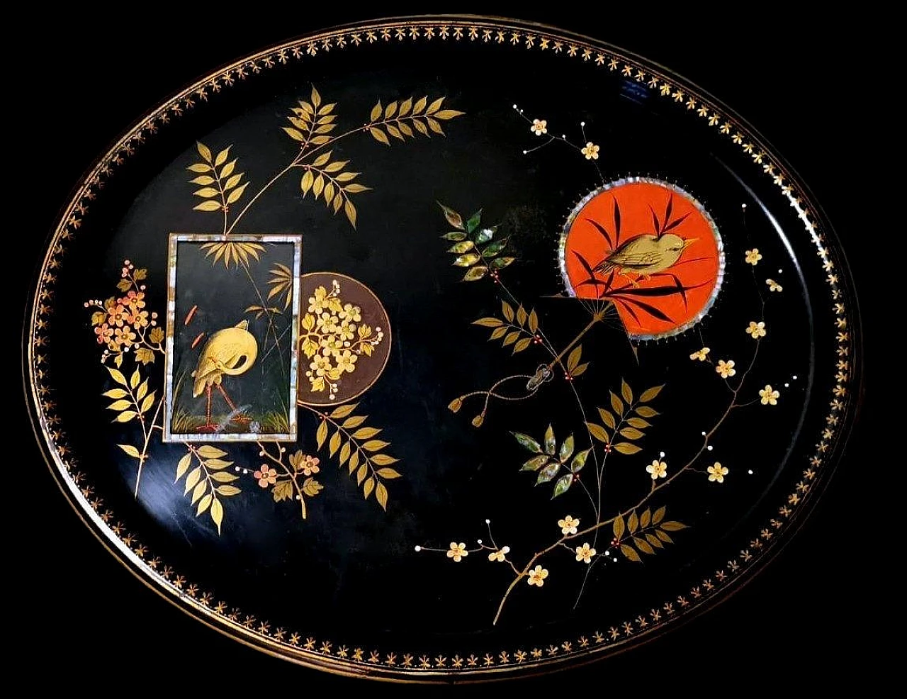 Hand-painted metal tray in the style of Napoleon III, 19th century 3