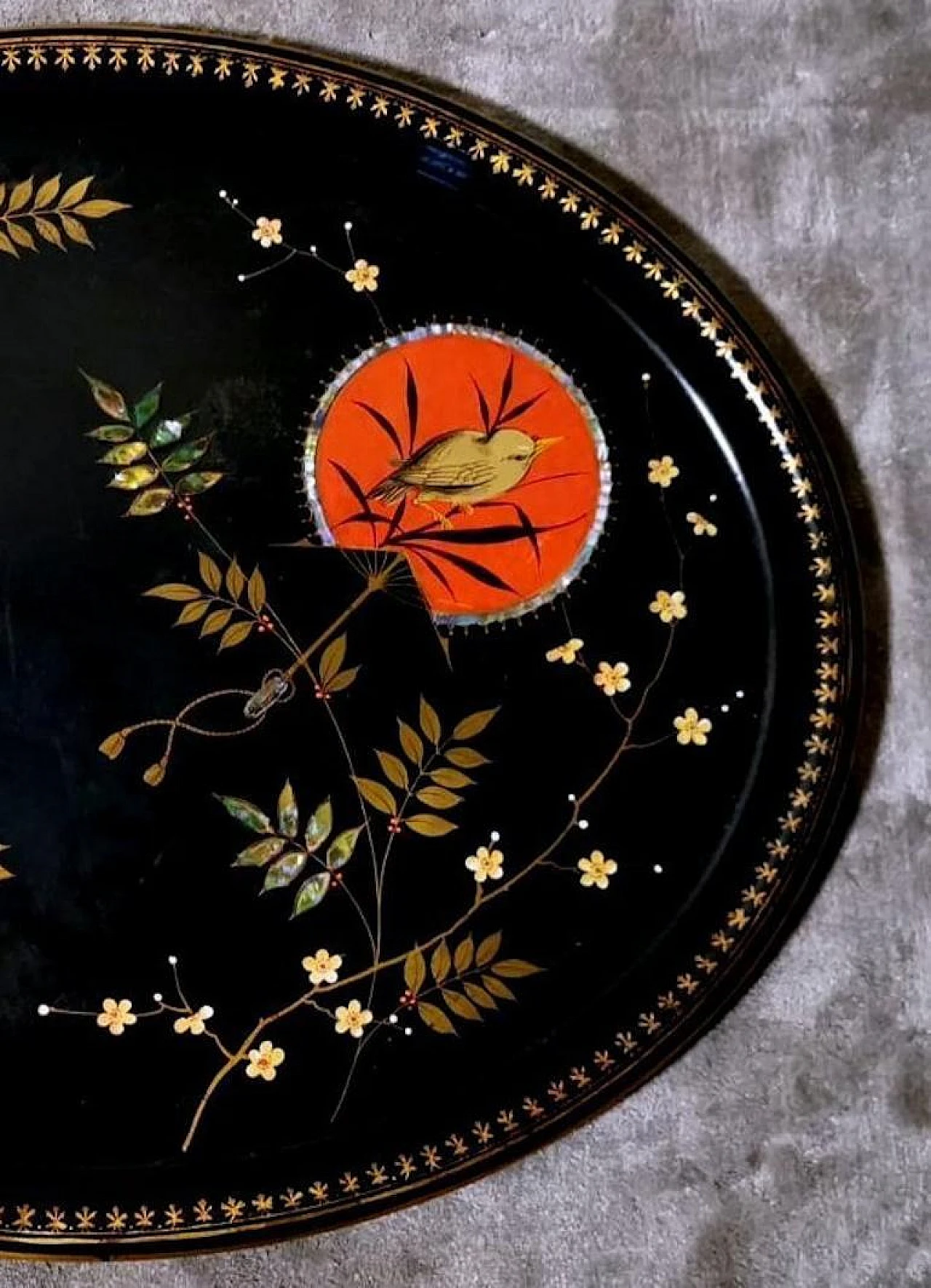 Hand-painted metal tray in the style of Napoleon III, 19th century 4