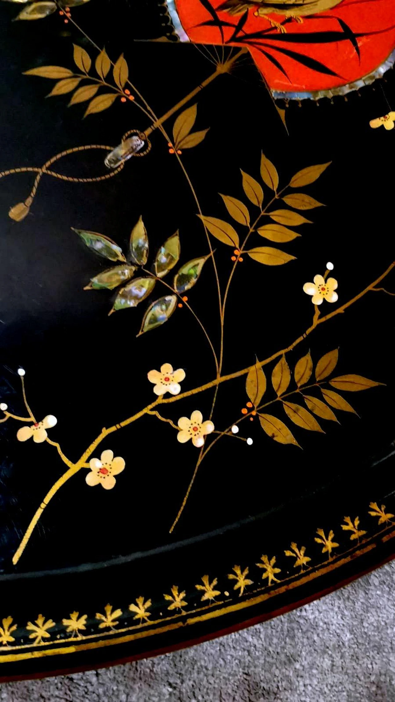Hand-painted metal tray in the style of Napoleon III, 19th century 11