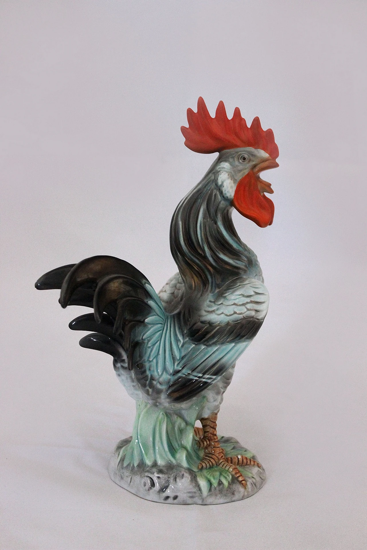 Ceramic rooster sculpture by Ronzan, 1940s 1