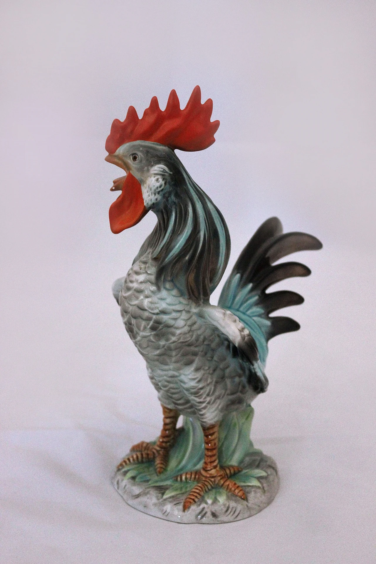 Scultura di gallo in ceramica di Ronzan, anni '40 2